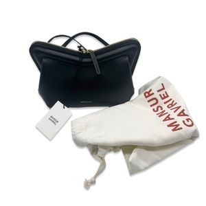Mansur Gavriel Leather Mini M Frame Bag Black & Red Interior - Clutch Crossbody